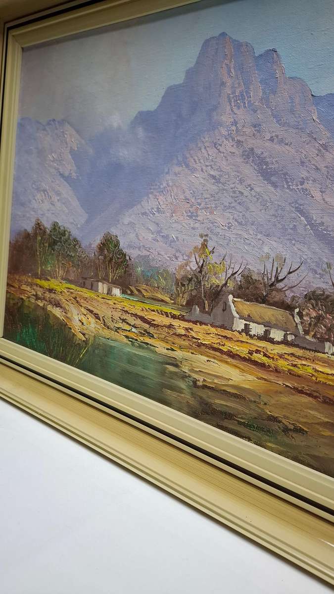 Stunning SA Artist Johan Bonthuys - Oil on Board - Cape Farm Scene - Signed - Frame Size 63 x 45
