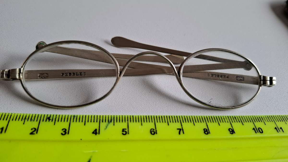Stunning Anitique Birmingham Hallmarked Silver Reading Glasses marked "Pebbles" 15.4 Grams