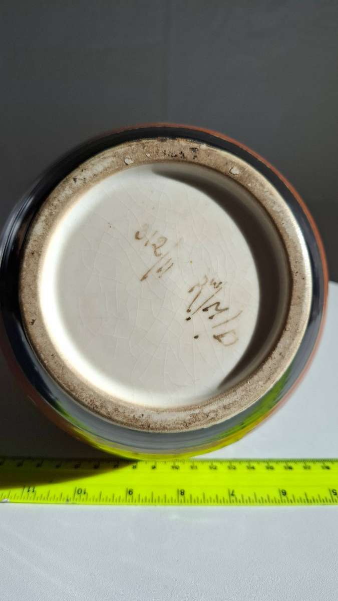 Large Antique Gouda Style Colourful Vase in Excellent Condition - 19.5cm-H