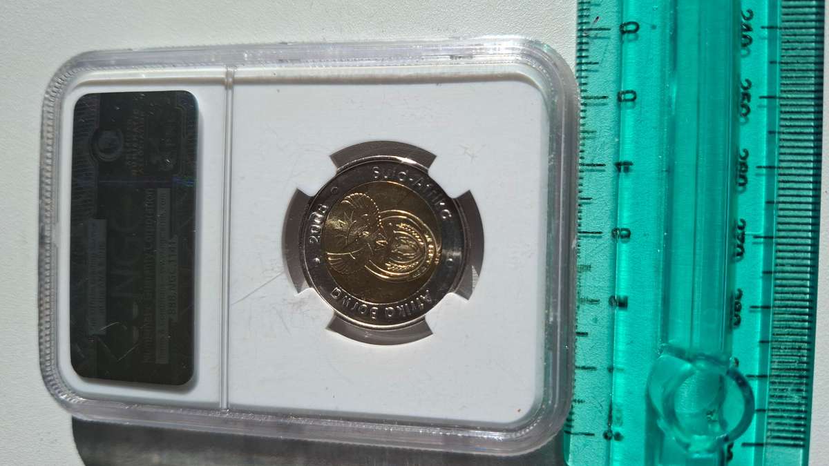 NGC 2008 South Africa Mandela 90th Birthday Five Rand Coin MS66 in Goood Condition