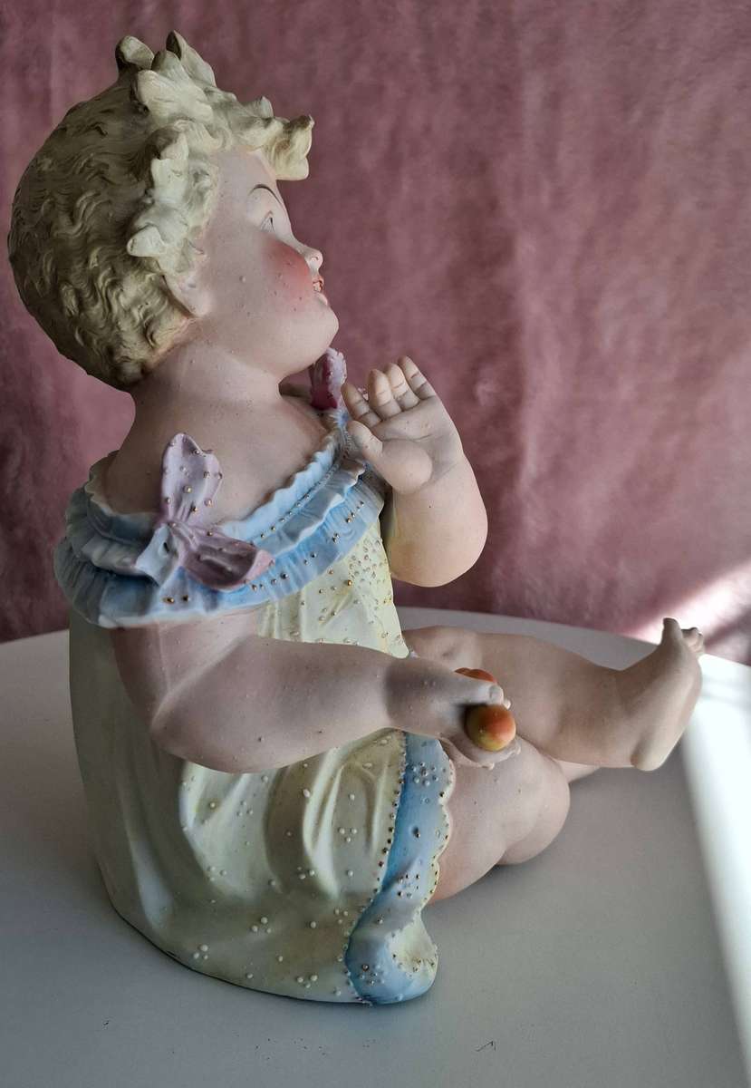 Very Rare German Antique Bisque Porcelain "Piano Baby" made by Conta & Boehme in Excellent Condition