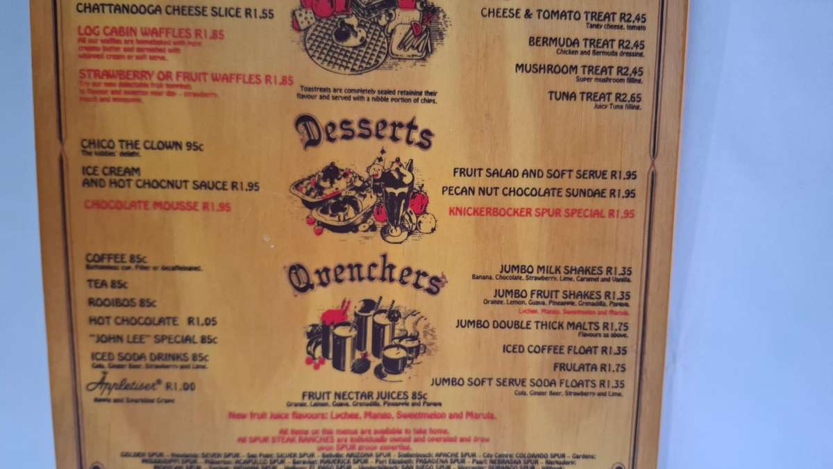 Vintage Menu from a San Antonio Spur Restaurant,  From 1980's - Good Condition
