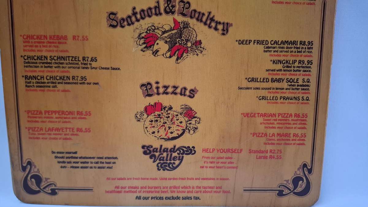 Vintage Menu from a San Antonio Spur Restaurant,  From 1980's - Good Condition