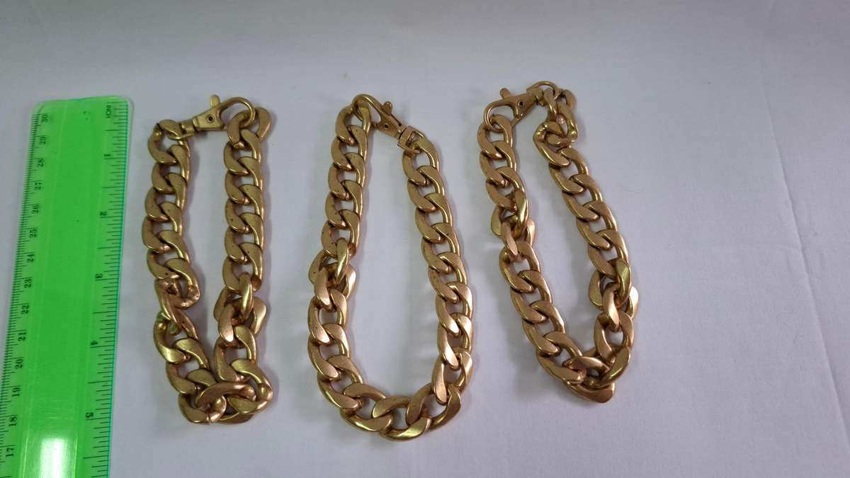 Three Stunning Heavy Gold Plated Cuban Bracelets - Excellent Condition (Bidding per item)