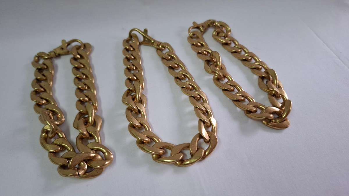 Three Stunning Heavy Gold Plated Cuban Bracelets - Excellent Condition (Bidding per item)