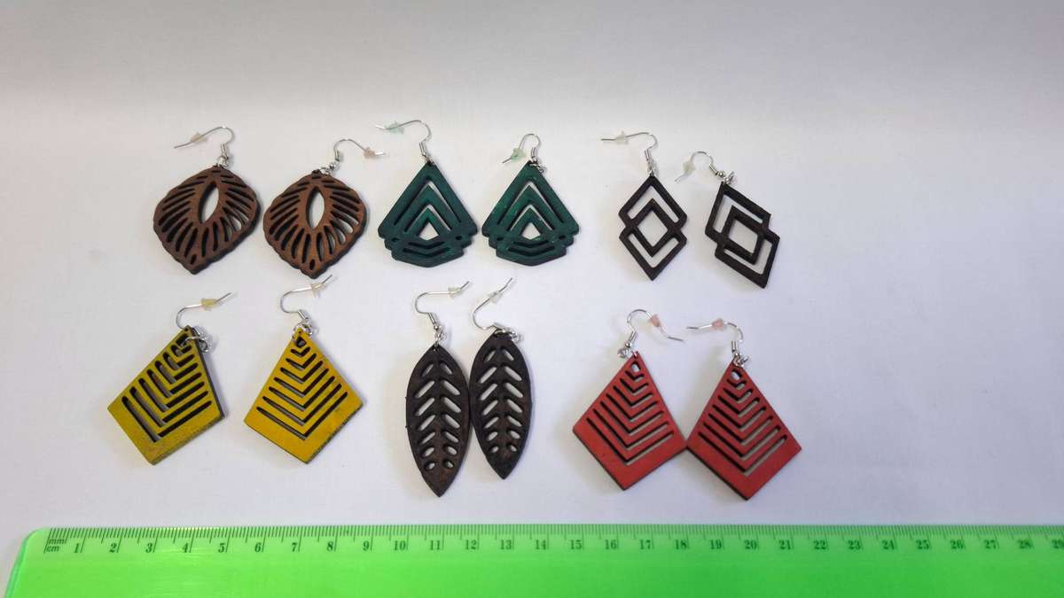 Lot 13A- A Beautiful Collection of Six Wooden Earrings