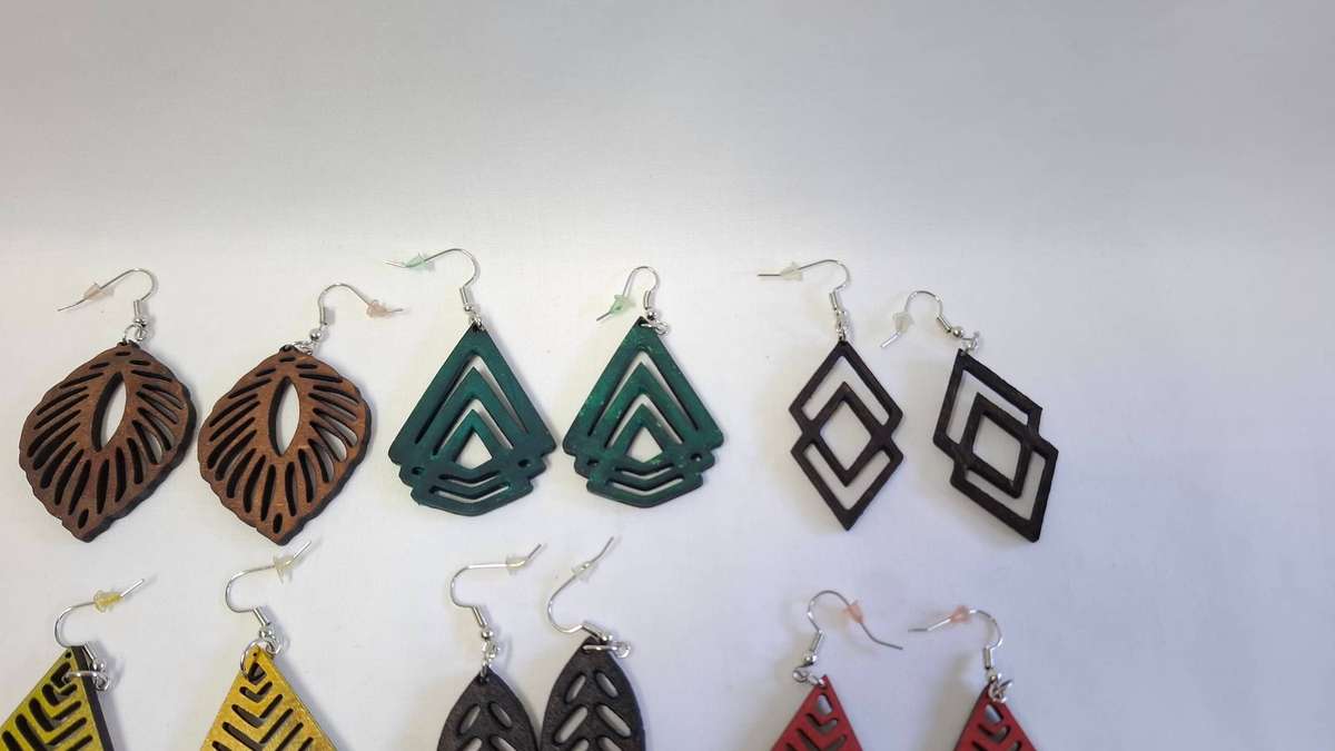 Lot 13A- A Beautiful Collection of Six Wooden Earrings