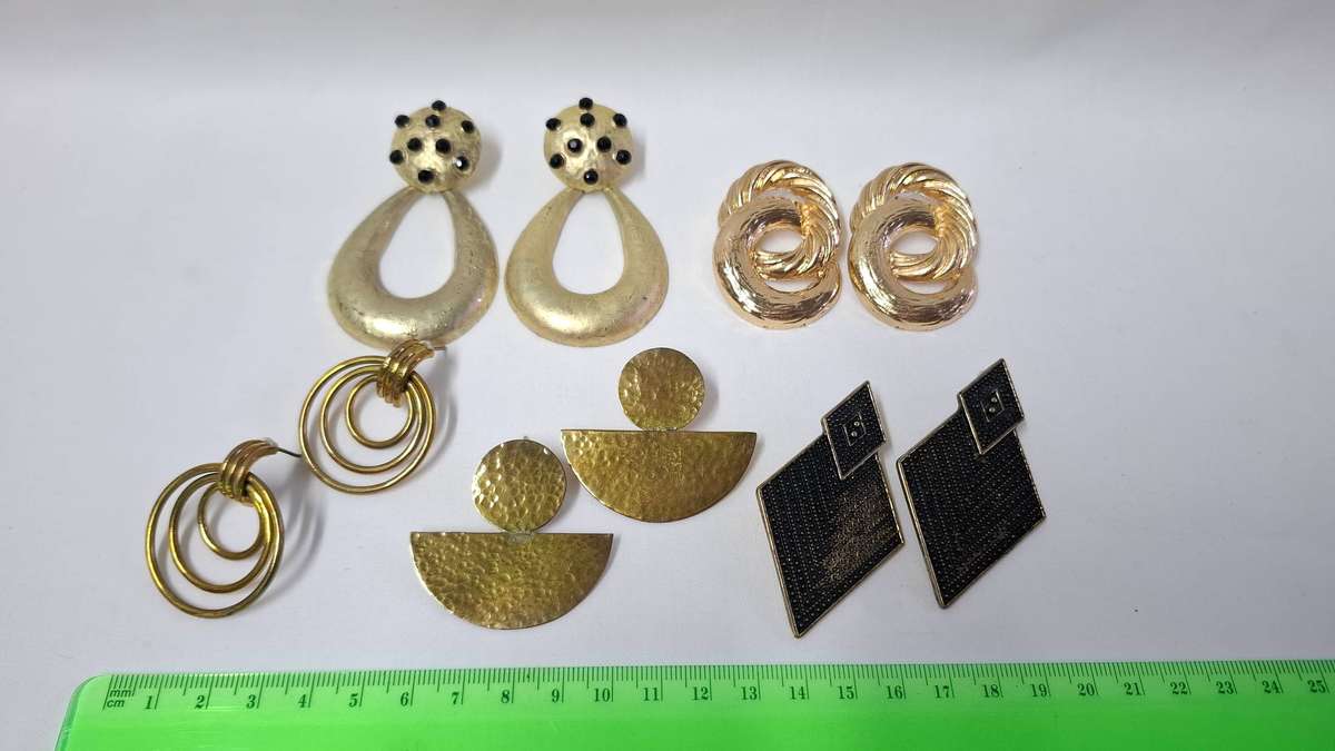 Lot 23A - A Unique Collection of Five Heavy Gold Plated Earrings