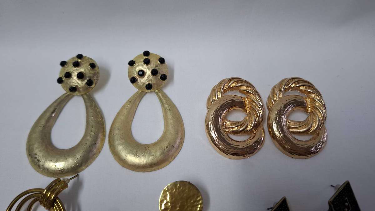 Lot 23A - A Unique Collection of Five Heavy Gold Plated Earrings