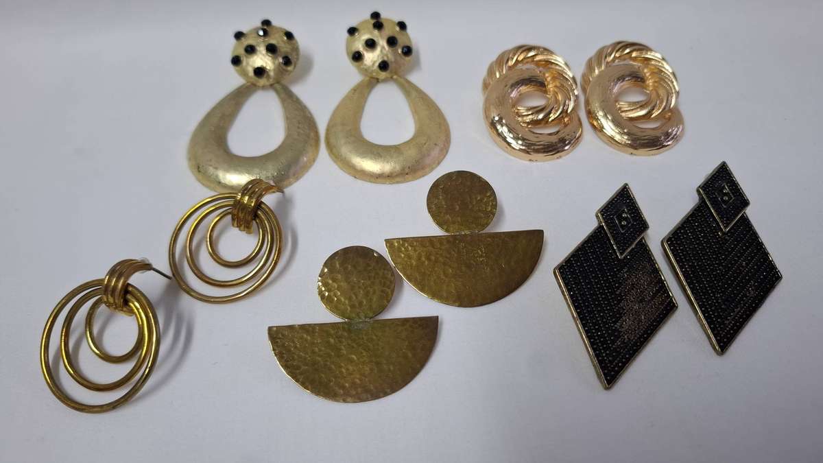 Lot 23A - A Unique Collection of Five Heavy Gold Plated Earrings