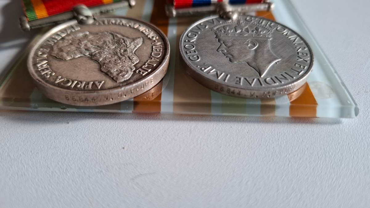Anglo Boer War Medal 1899-1902-Burger J.C. Faure and Two WW2 Medals - 86844 W.D. Faure - See Descrip