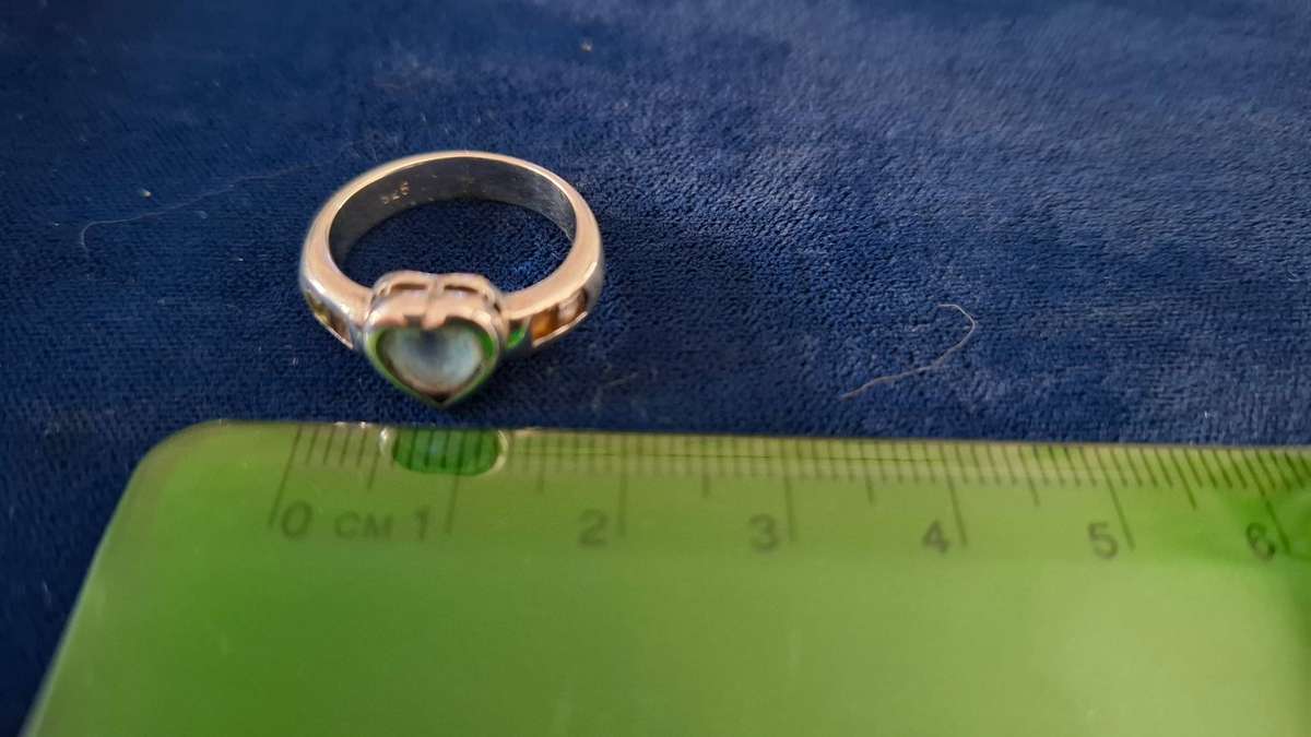 Lovely Silver 925 Heart Ring with Blue Stone -4.4Grams-in Excelllent Condition - Dim 16mm