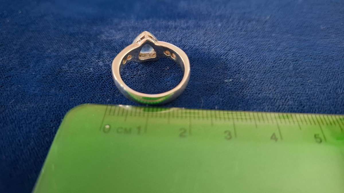Lovely Silver 925 Heart Ring with Blue Stone -4.4Grams-in Excelllent Condition - Dim 16mm