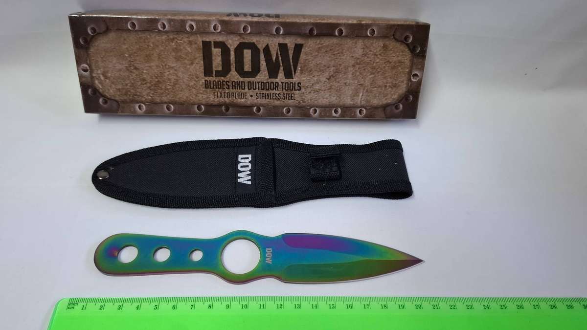 DOW Rainbow Throwing Knife with Sheath - K2266 - Excellent Condition - Bidding Per Knife
