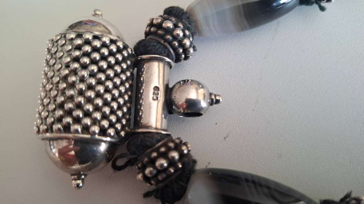 Stunning Vintage Large 925 Silver and Stone with Rope Chocker Necklace in good condition - 92 Grams