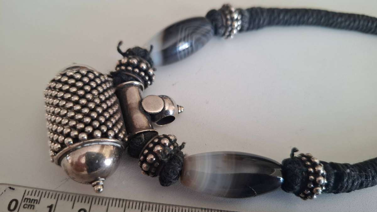 Stunning Vintage Large 925 Silver and Stone with Rope Chocker Necklace in good condition - 92 Grams