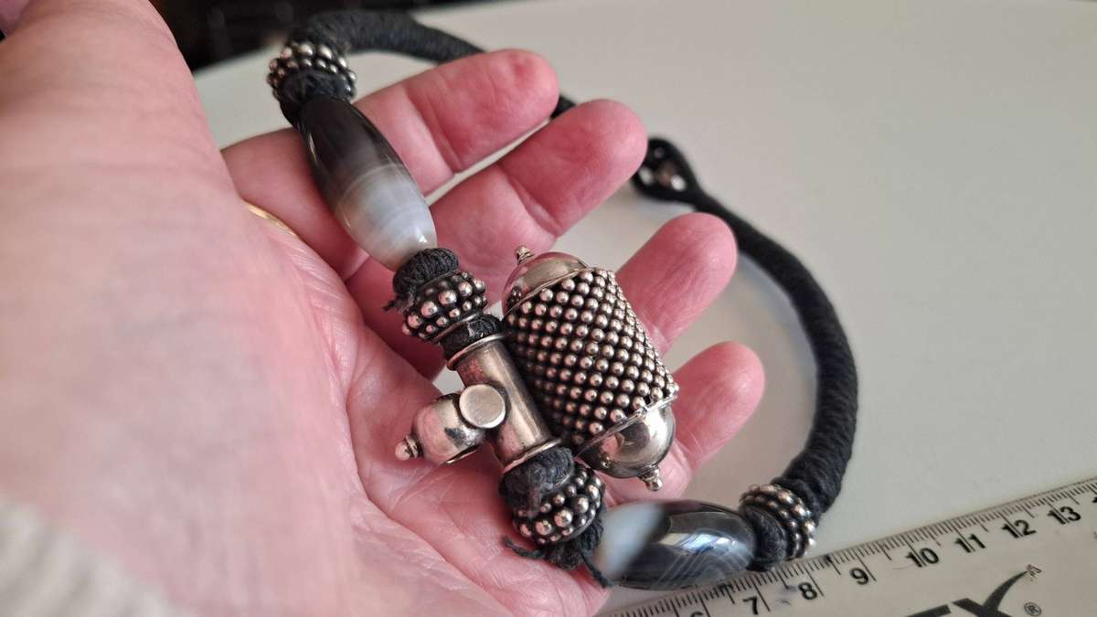 Stunning Vintage Large 925 Silver and Stone with Rope Chocker Necklace in good condition - 92 Grams