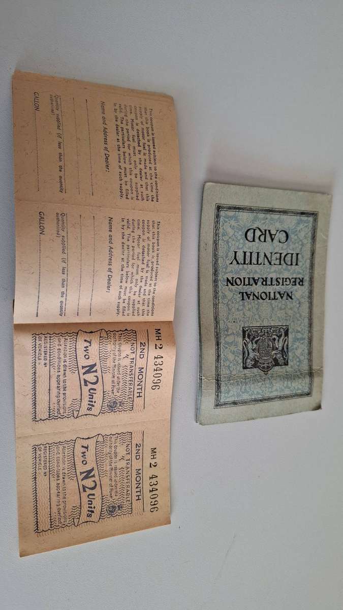 Vintage National Registation Identity Card & Motor Fuel Ration Book in good condition