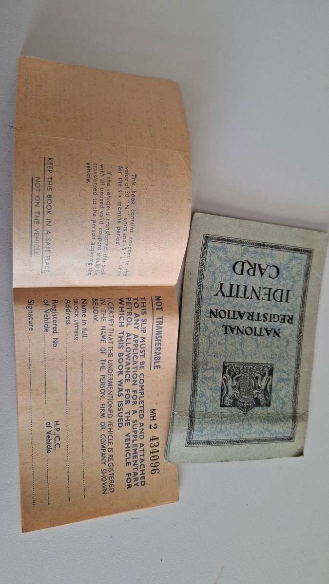 Vintage National Registation Identity Card & Motor Fuel Ration Book in good condition