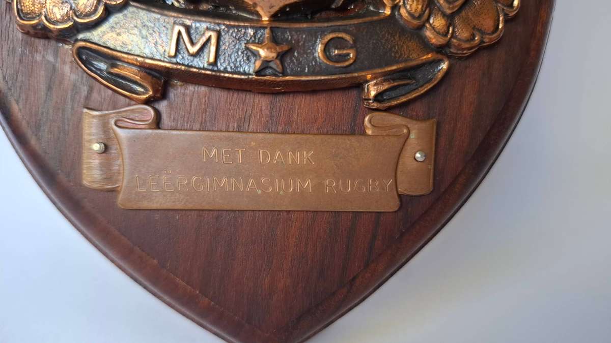 SADF Army Gymnasium Plaque - Met Dank Leergimnasium Rugby - In Excellent Condition