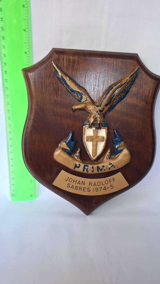 South African Air Force Plaque Presented to Johan Radloff For His Service with Sabres 1974 - 1975