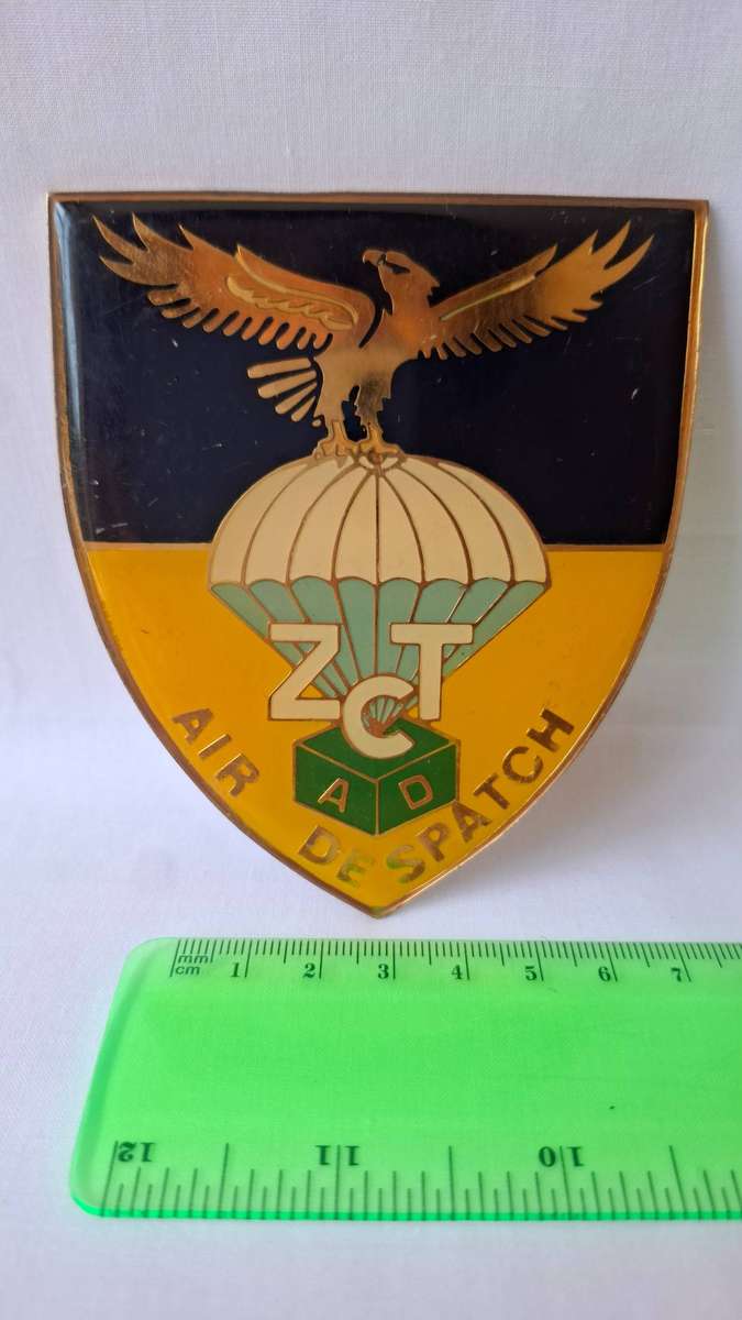 Zambia Air Despatch Large Metal Plaque Flash - Two pins missing - In Good Condition