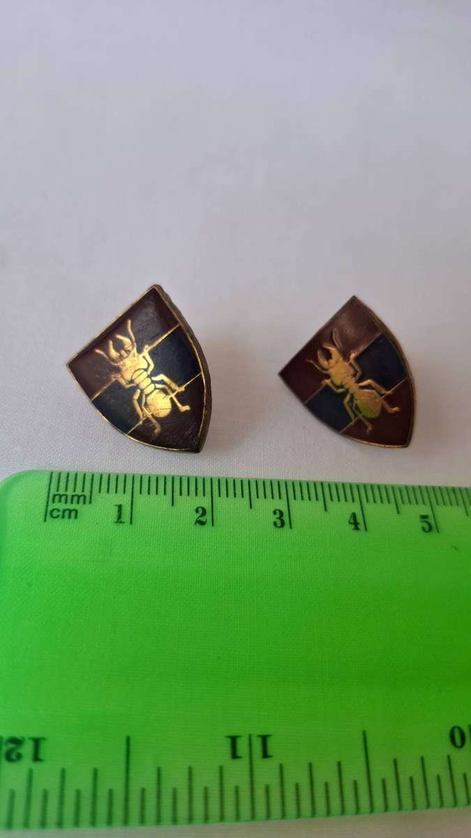 Set of Two SADF 1 Construction Regiment Metal Collar Flash - Pins intact but one missing a screw