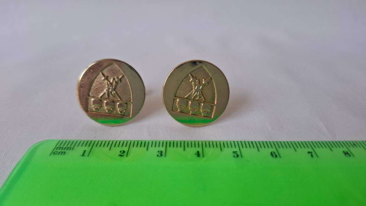 Set of Two SADF Witwatersrand Army Gold Plated Metal Cufflinks - Excellent Condition