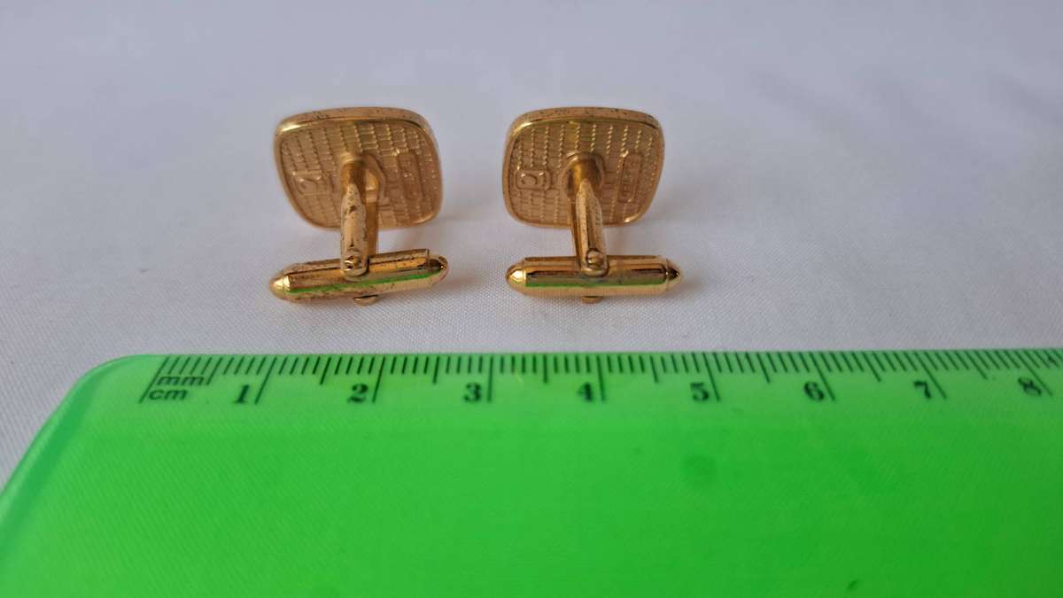 Set of Two Gold Plated Metal Cufflinks with the numbers 75 Displayed - Good Condition