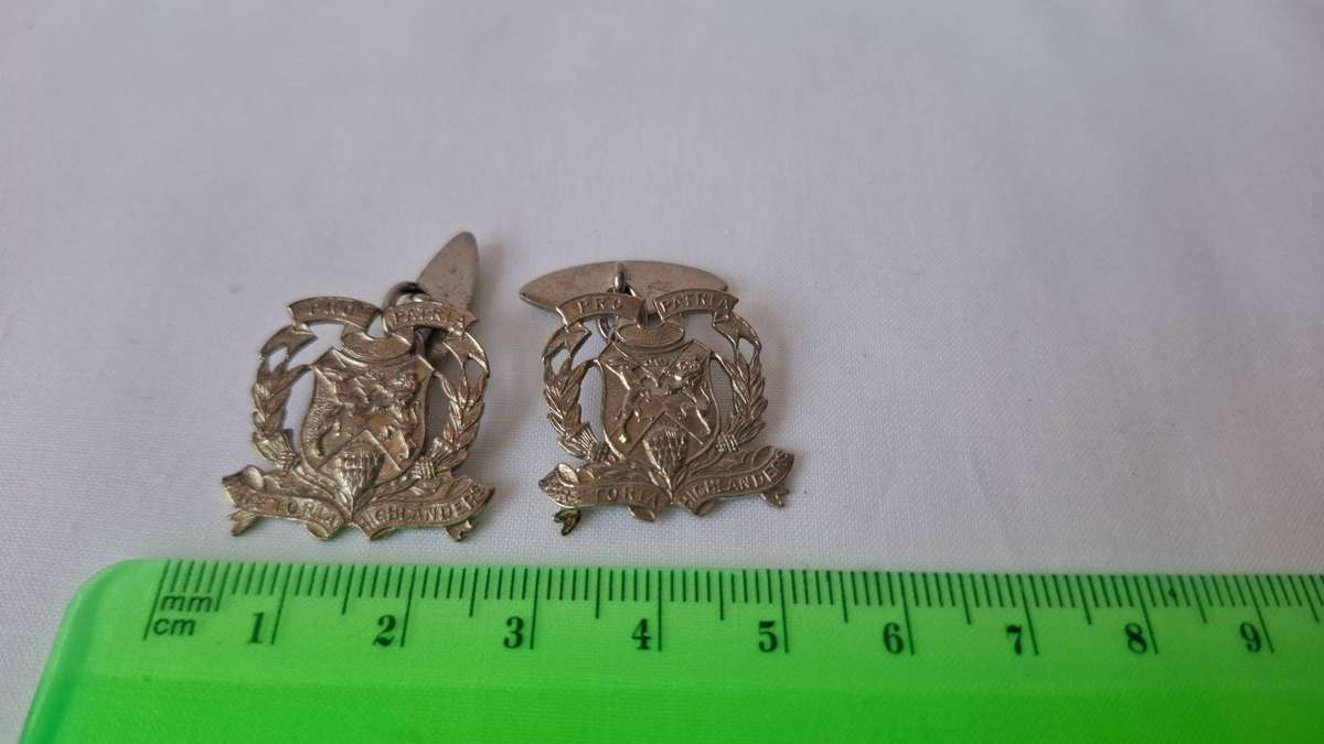 Set of Two South African Army Pretoria Highlanders (Pro Patria) Cufflinks - Excellent Condition