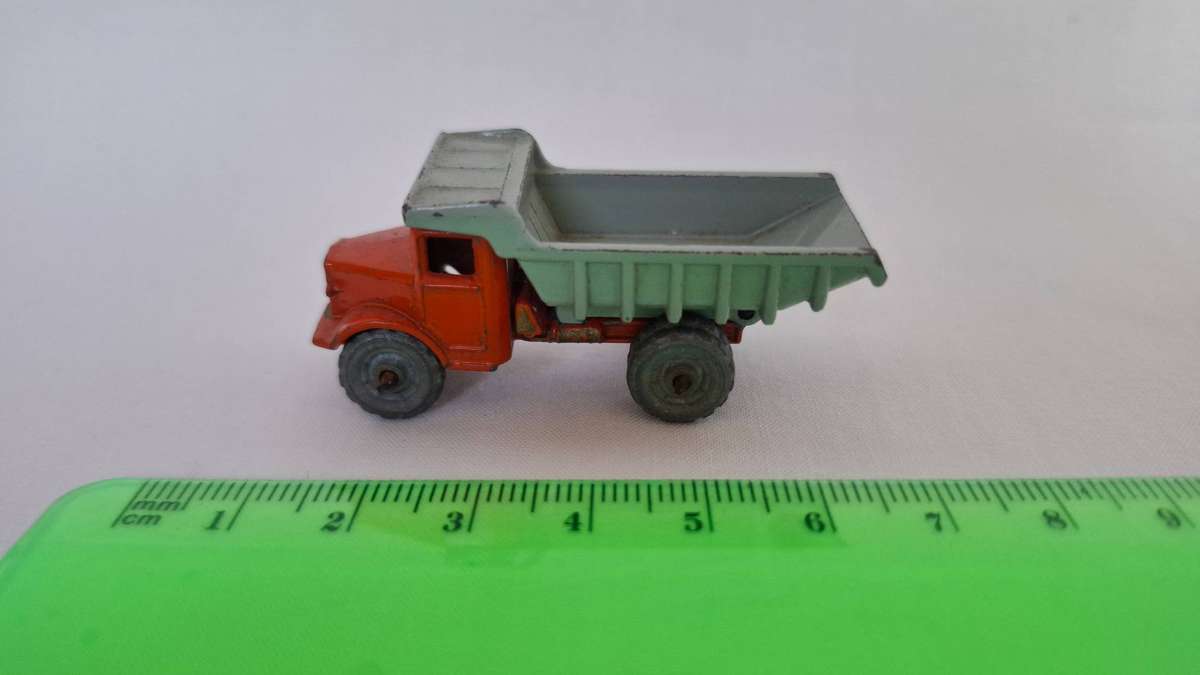 Vintage Lesney Diecast Orange and Grey Dump Truck- Well Played Condition