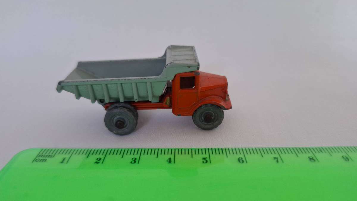 Vintage Lesney Diecast Orange and Grey Dump Truck- Well Played Condition