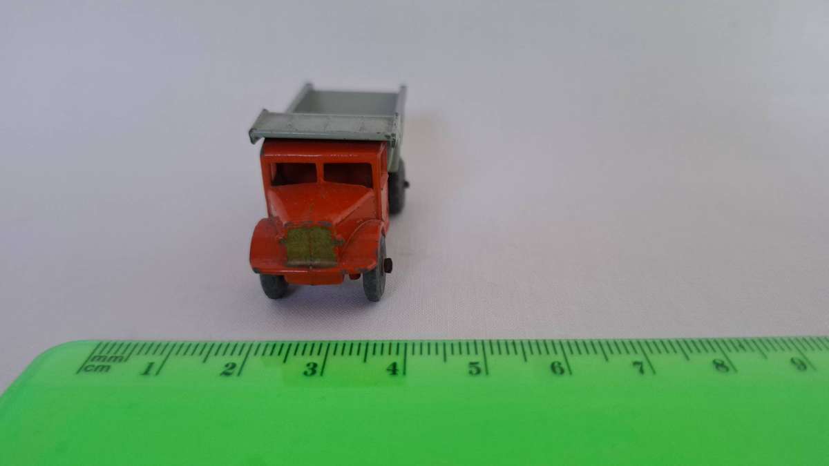 Vintage Lesney Diecast Orange and Grey Dump Truck- Well Played Condition