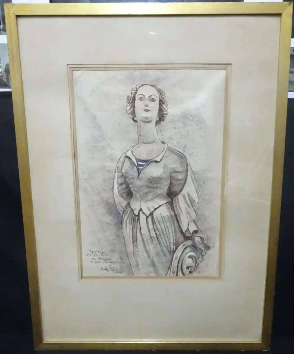 Pencil On Paper-Dorothy Kay-Irish/South African 1886-1964 Figurehead, Queen of Thames, Signed
