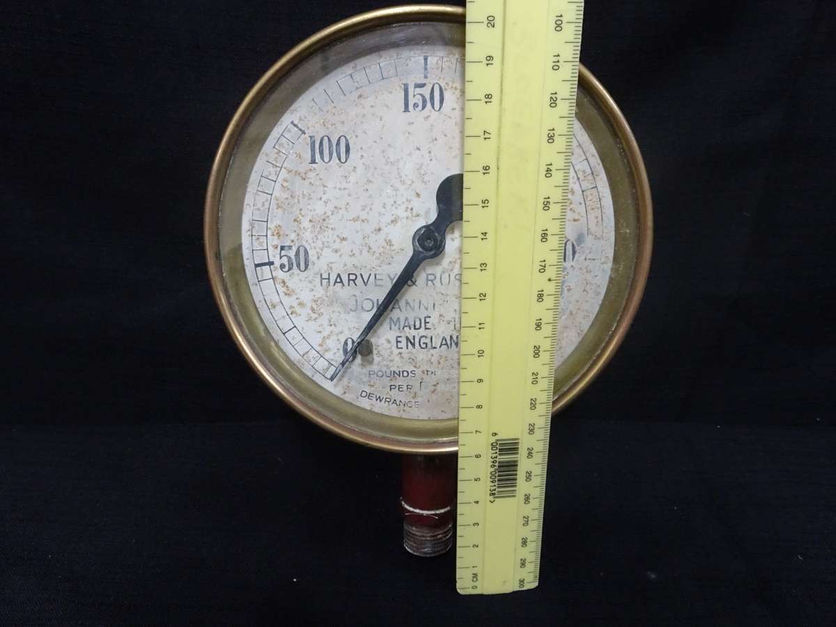 Antique Harvey & Russell Brass Pressure Gauge - Made In England - No 939 143 - Good Condition