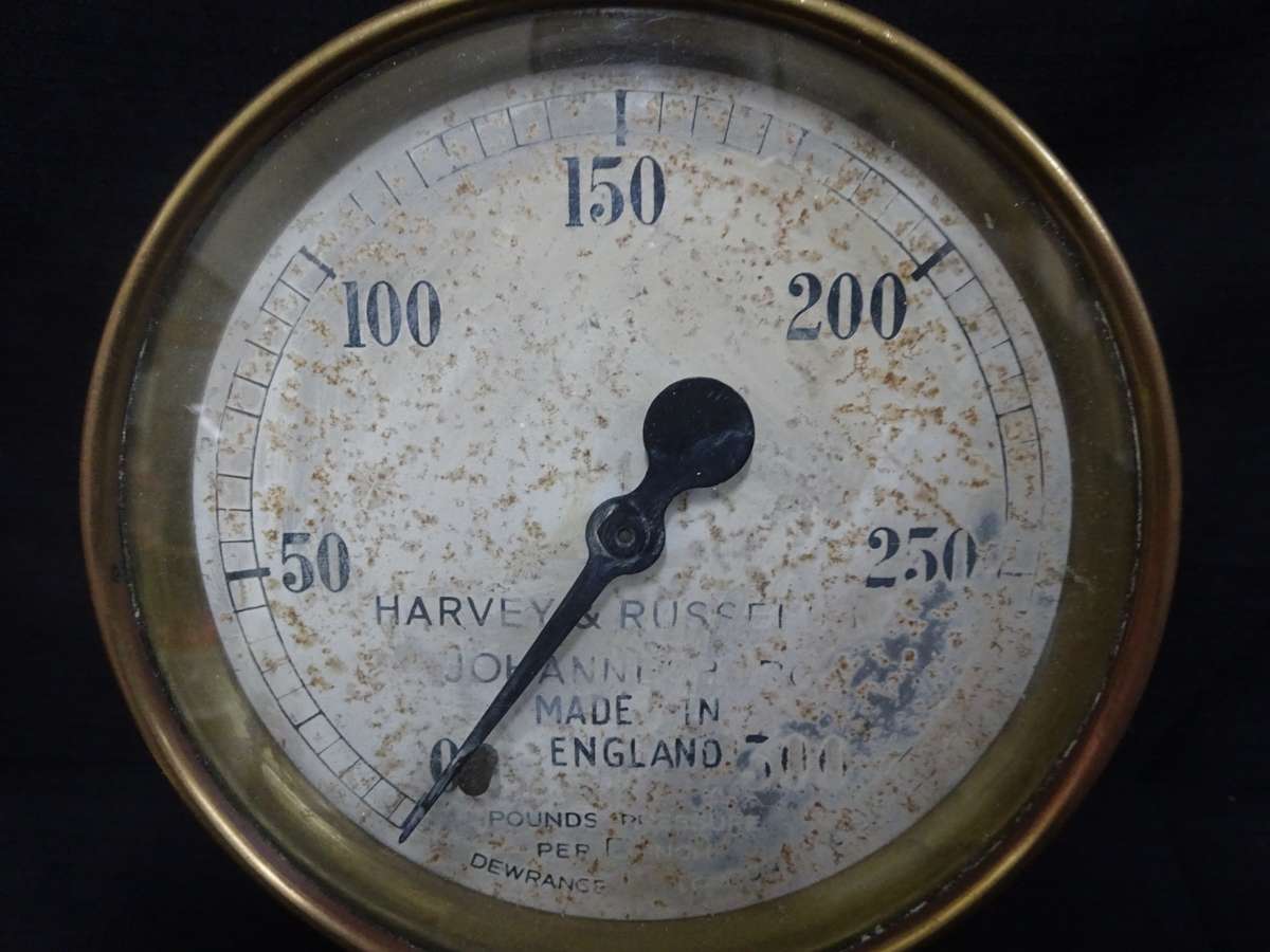 Antique Harvey & Russell Brass Pressure Gauge - Made In England - No 939 143 - Good Condition