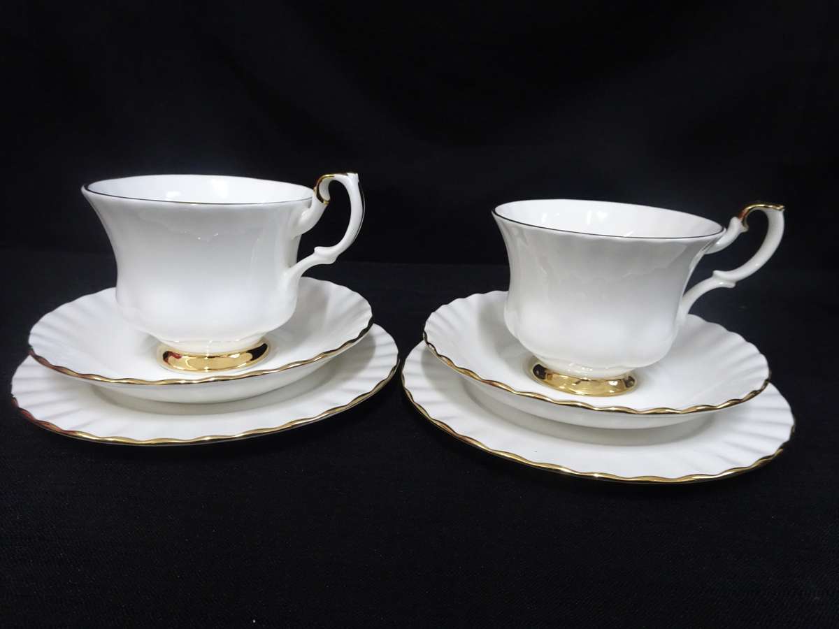 Two Beautiful Vintage Royal Albert Bone China `Val D'Or` Trios (BIDDING PER ITEM)