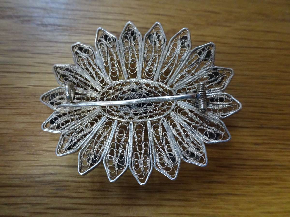 Lovely 800 Silver Vintage Filigree Cannitelli Design Pin Brooch - 13 Gram - See Description