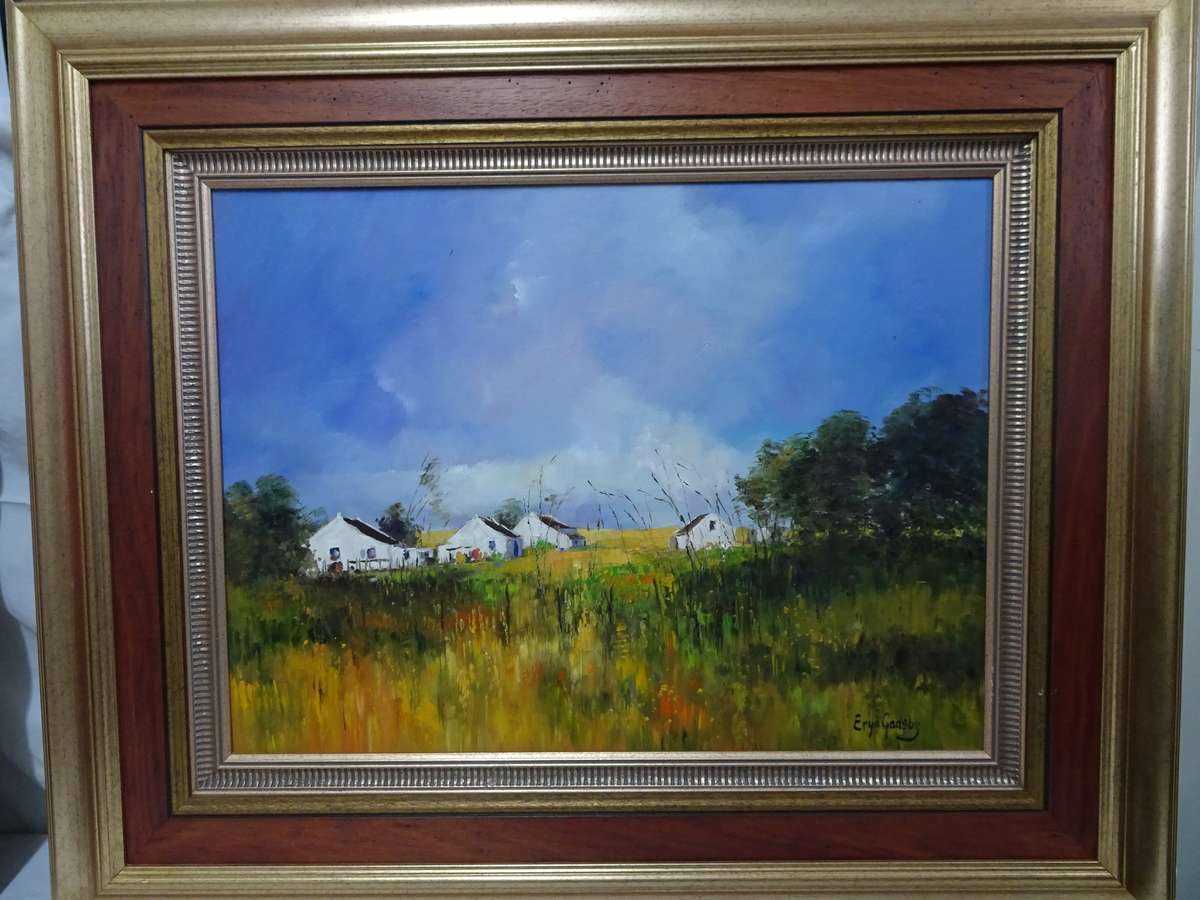 Stunning Oil On Board "Farm Cottage Sceen" By SA Artist Eryn Gadsby - See My Description