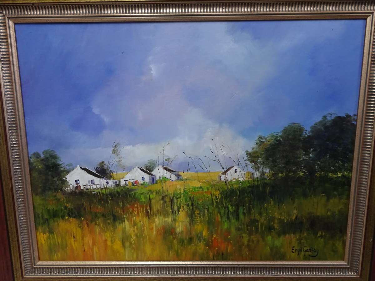 Stunning Oil On Board "Farm Cottage Sceen" By SA Artist Eryn Gadsby - See My Description