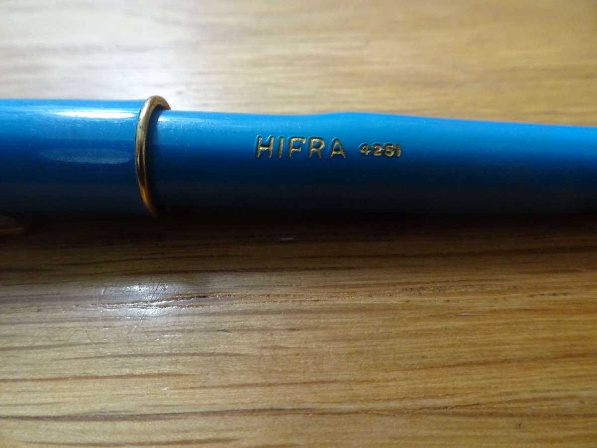 Stunning Vintage Blue Hifra 4251 Fountain Pen - On Nip - "Warranted Wing Flow U.S.A 4"
