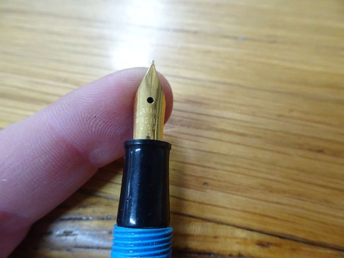 Stunning Vintage Blue Hifra 4251 Fountain Pen - On Nip - "Warranted Wing Flow U.S.A 4"