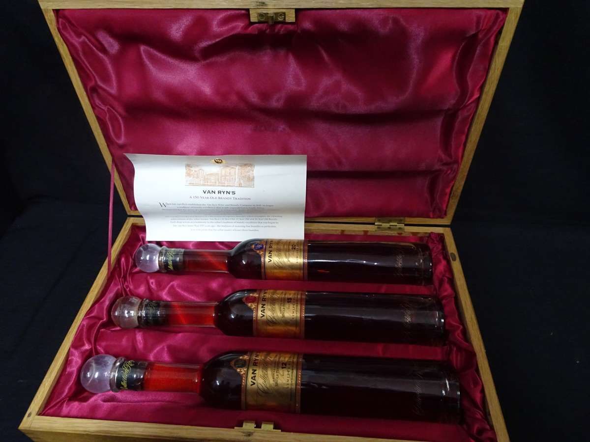 Rare Boxed Set Of Van Ryn's 12, 15 And 20 Year Old "Collection Reserve" Single Pot-Stilled Brandy