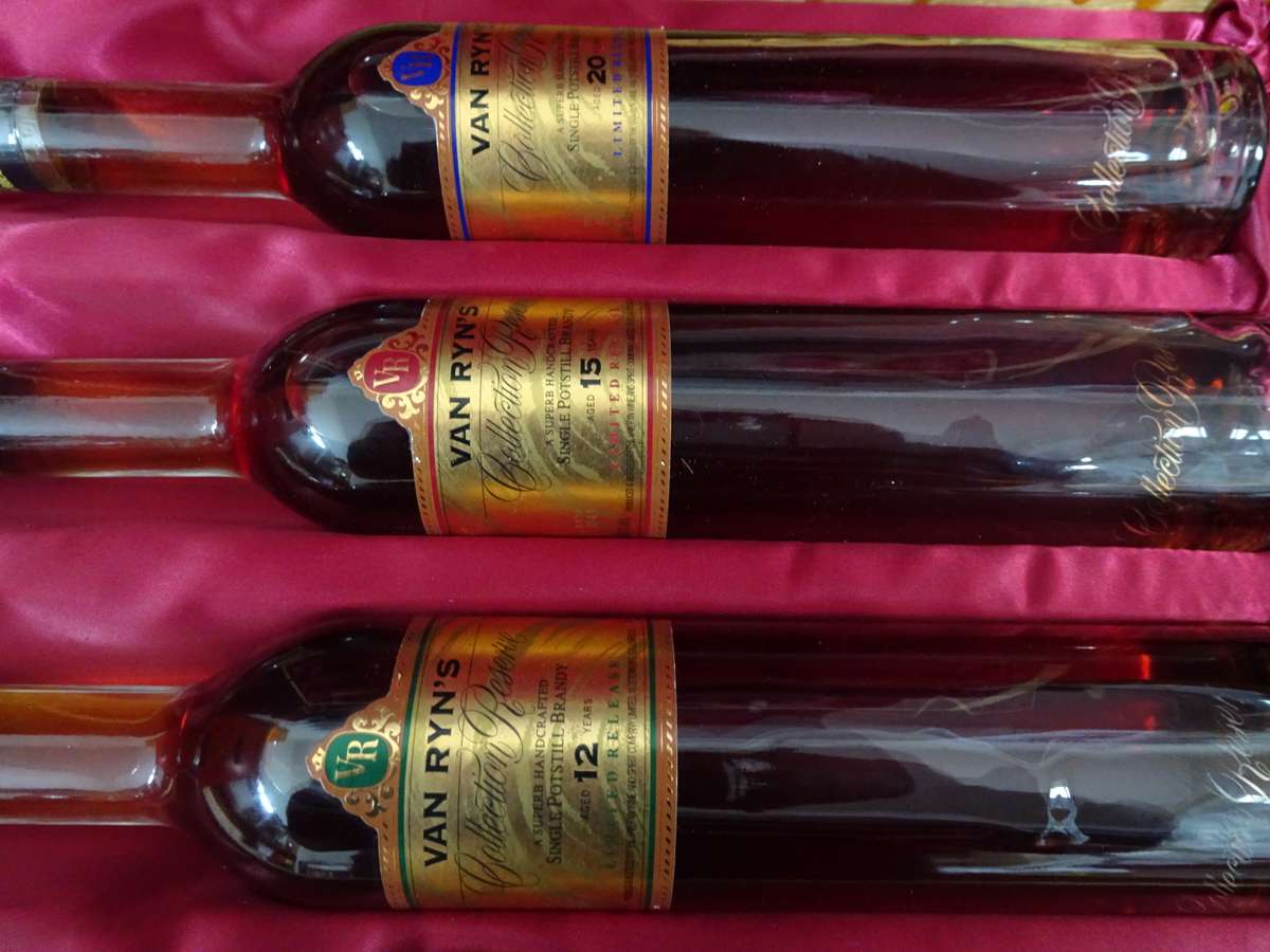 Rare Boxed Set Of Van Ryn's 12, 15 And 20 Year Old "Collection Reserve" Single Pot-Stilled Brandy