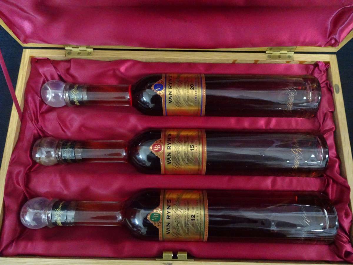 Rare Boxed Set Of Van Ryn's 12, 15 And 20 Year Old "Collection Reserve" Single Pot-Stilled Brandy
