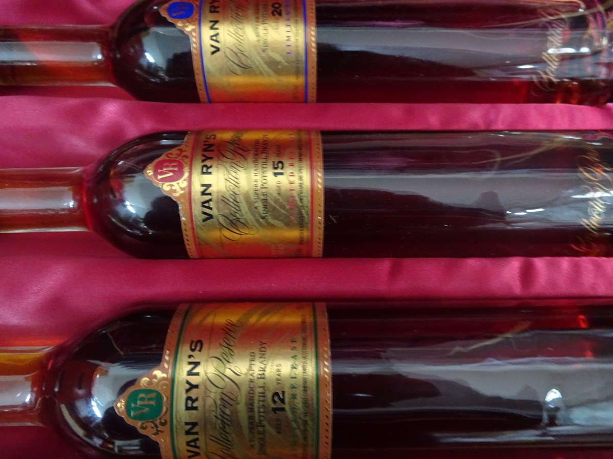 Rare Boxed Set Of Van Ryn's 12, 15 And 20 Year Old "Collection Reserve" Single Pot-Stilled Brandy