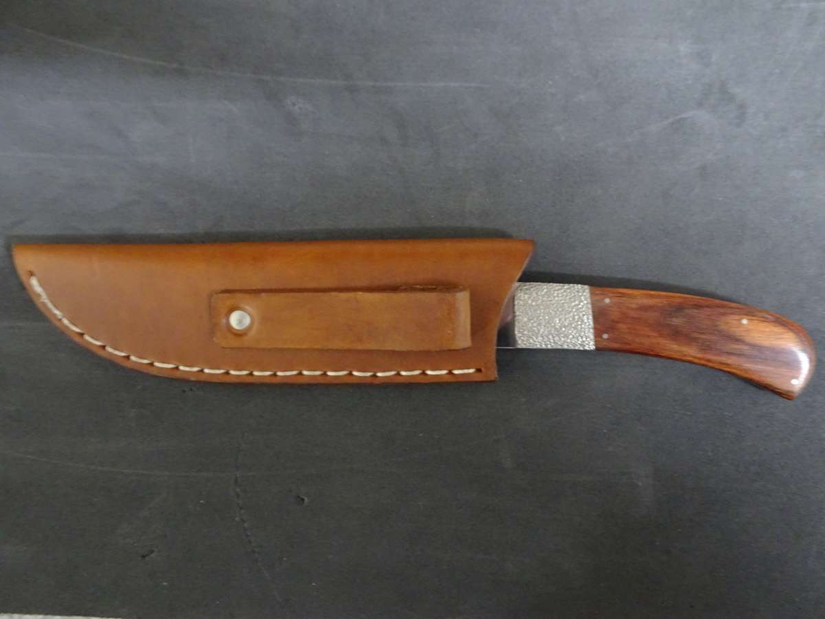 Beautiful Hand Made Knife In Excellent Condition With Leather Holder - See Description