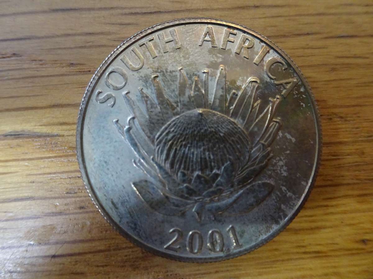 2001 South Africa Silver R1 Uncirculated Protea Year of Trains Coin - Excellent Condition