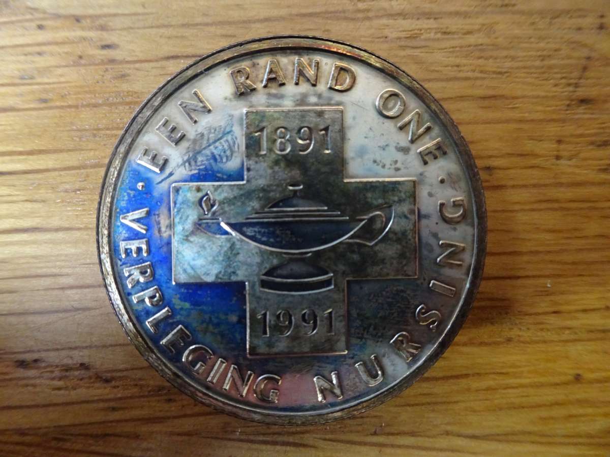 1991 South Africa Silver R1 Uncirculated Protea Year of Nursing Coin - Excellent Condition