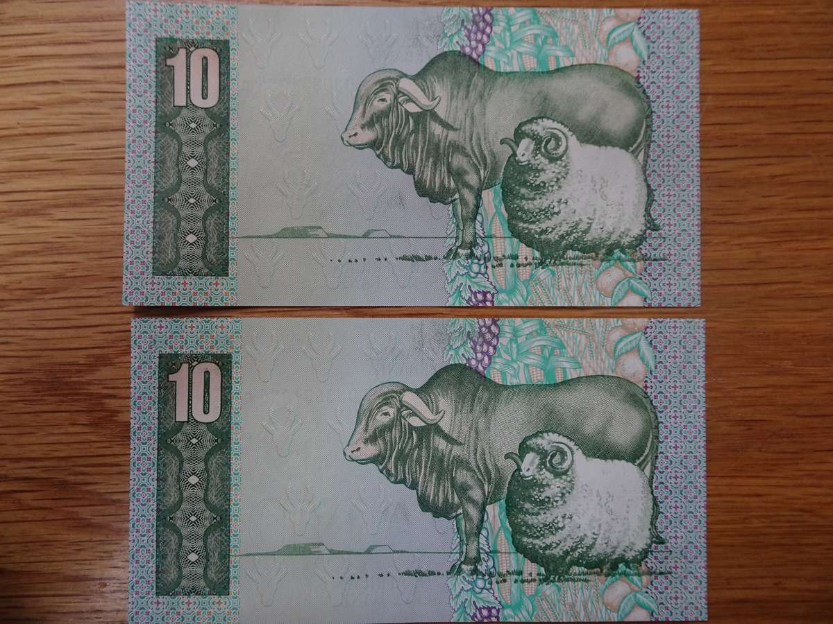 South Africa 2x Ten Rand Bank Note - Gerhard de Kock - Please See My Description